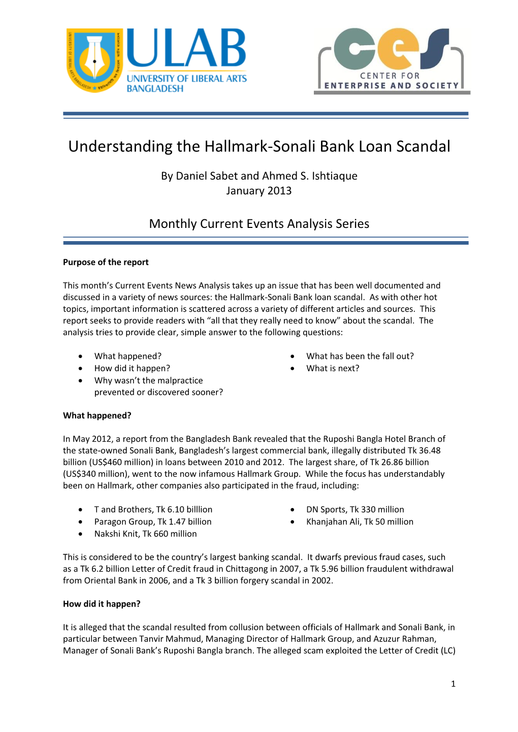 Understanding the Hallmark-Sonali Bank Loan Scandal
