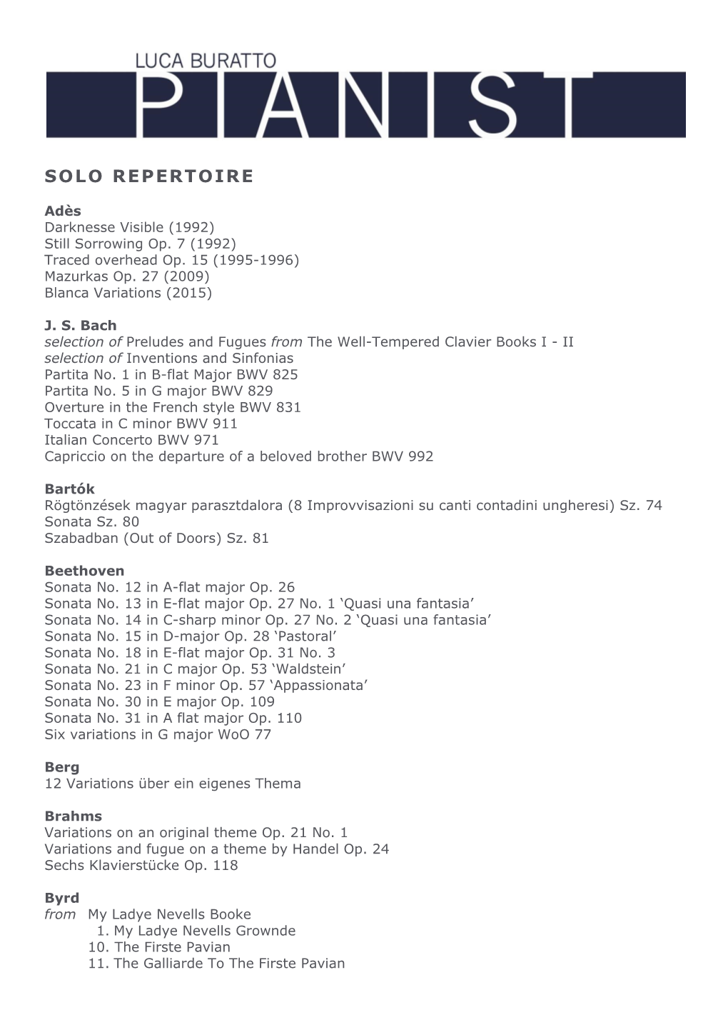 Solo Repertoire