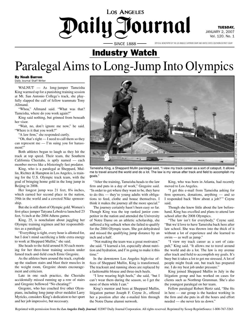 Sheppard Mullin Paralegal Aims to Long-Jump Into Olympics