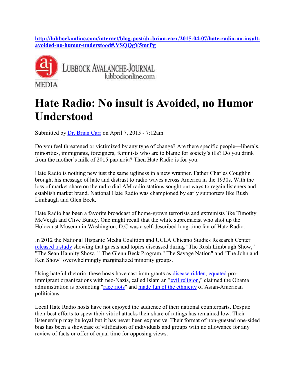 Hate Radio: No Insult Is Avoided, No Humor Understood