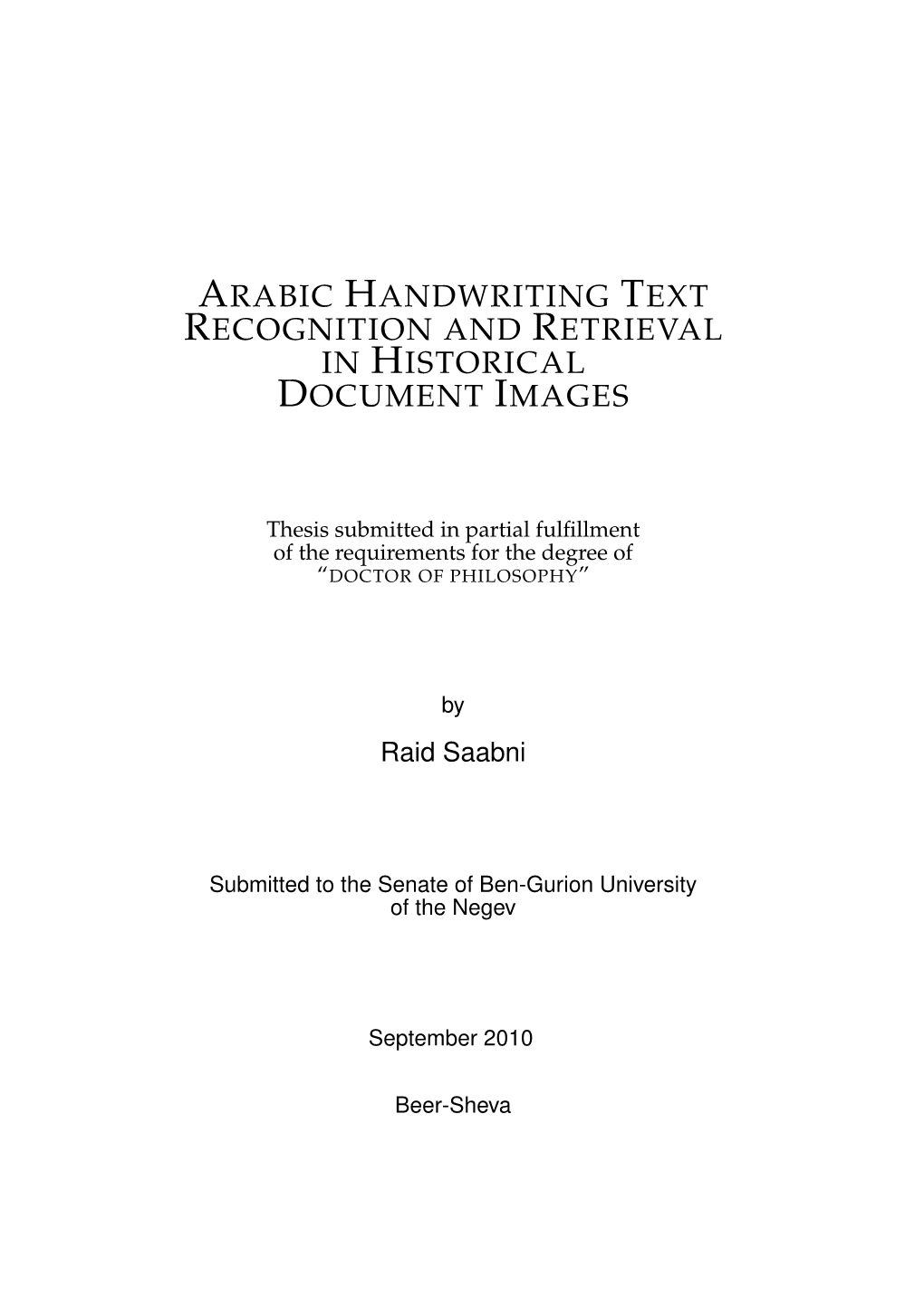 Arabic Handwriting Text Recognition and Retrieval