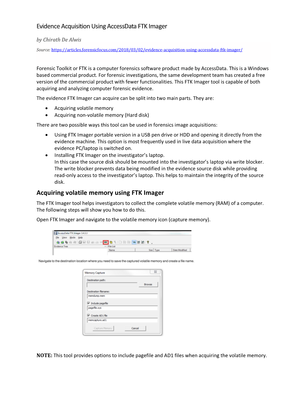 Evidence Acquisition Using Accessdata FTK Imager by Chirath De Alwis