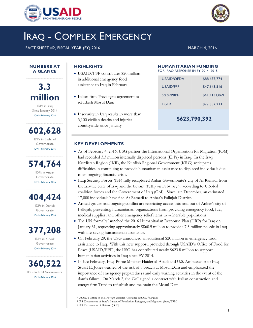 Iraq Complex Emergency Fact Sheet #2