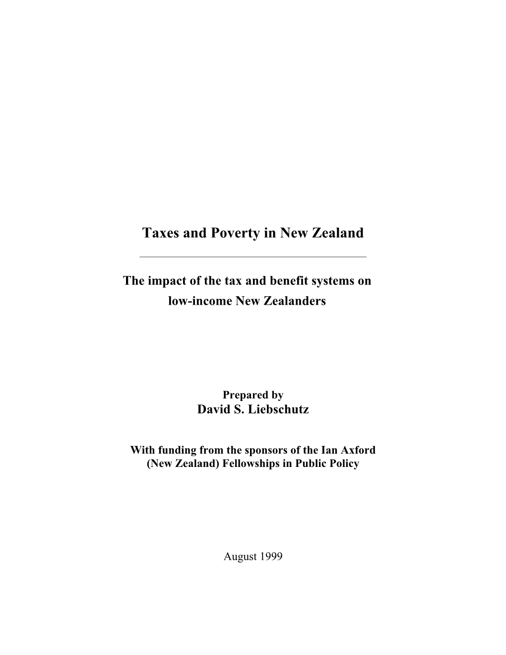 Taxes and Poverty in New Zealand