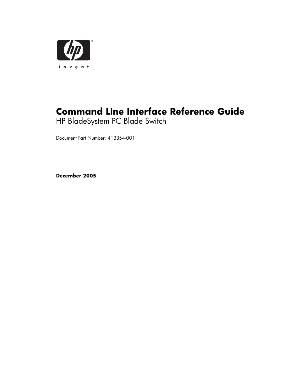 Command Line Interface Reference Guide HP Bladesystem PC Blade Switch