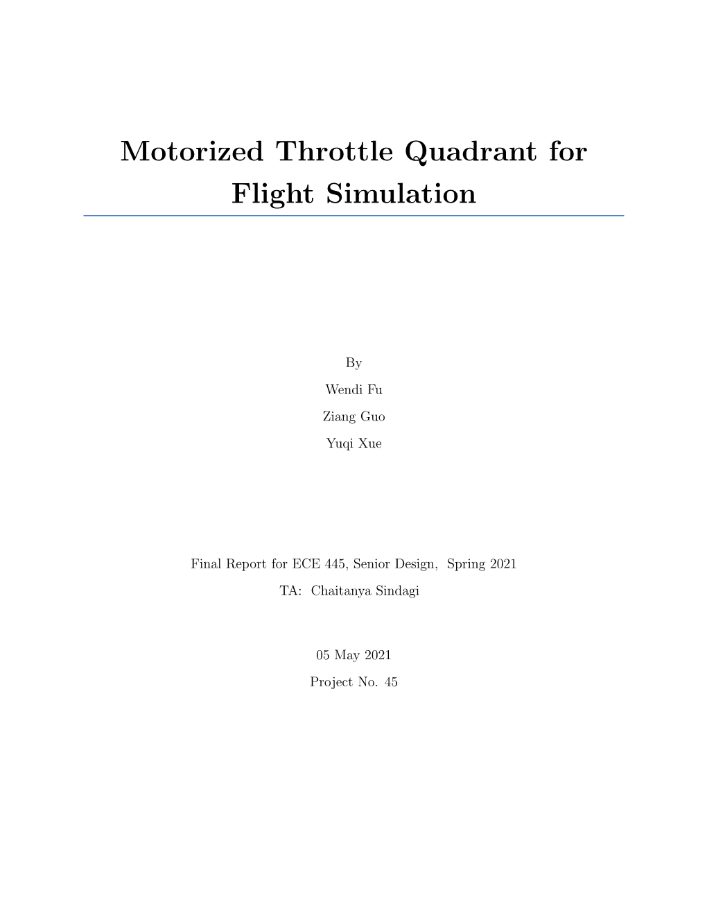 Motorized Throttle Quadrant for Flight Simulation