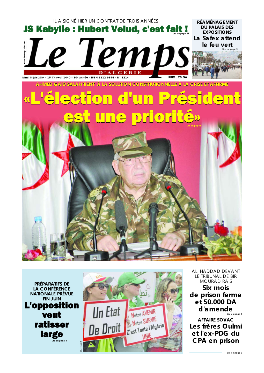 L'élection D'un Président Est Une Priorité» Lire En Page3