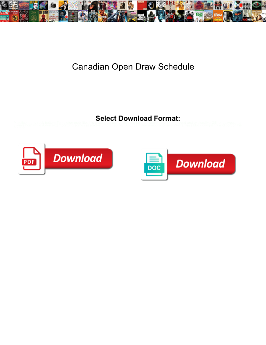 Canadian Open Draw Schedule