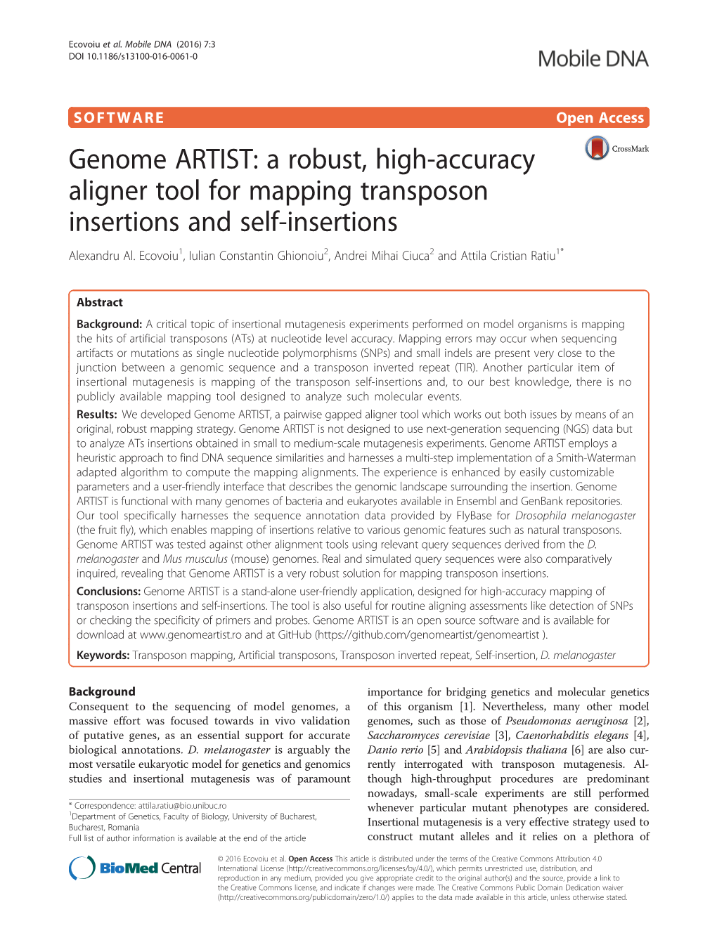 A Robust, High-Accuracy Aligner Tool for Mapping Transposon Insertions and Self-Insertions Alexandru Al