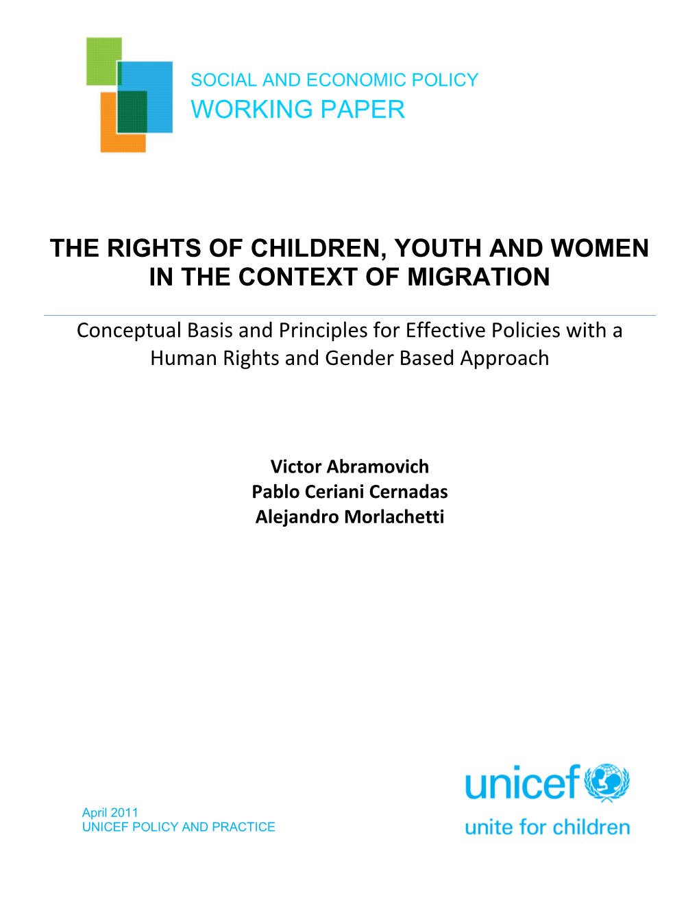 The Rights of Children, Youth and Women in the Context of Migration