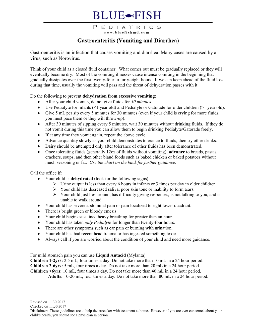 Gastroenteritis (Vomiting and Diarrhea)