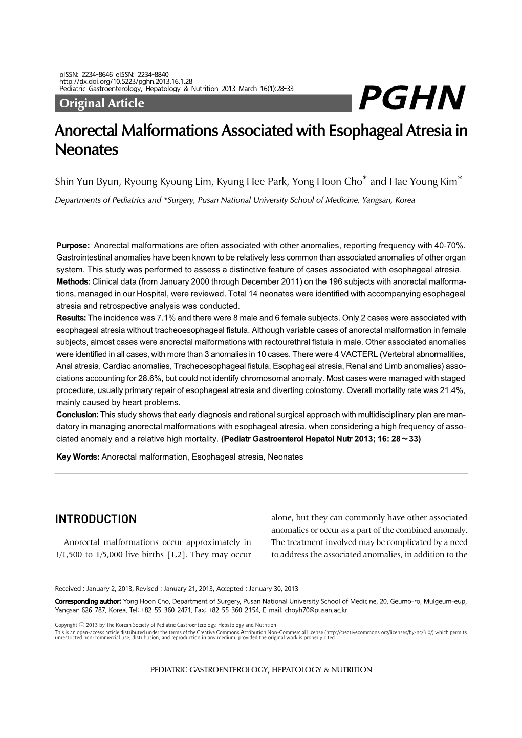 Anorectal Malformations Associated with Esophageal Atresia in Neonates