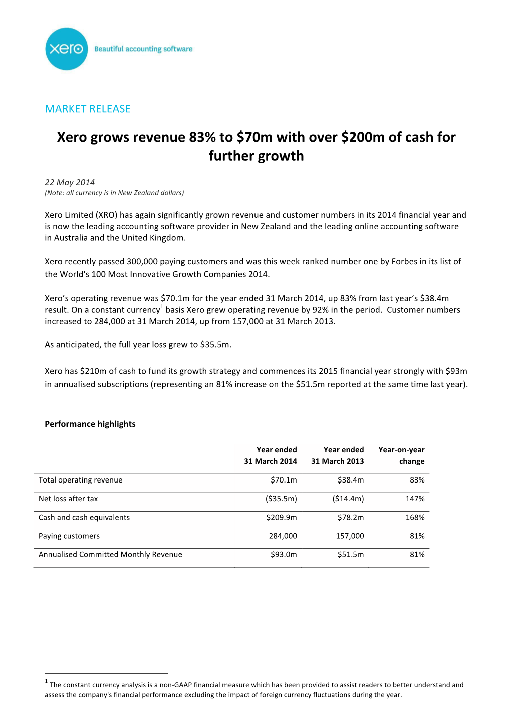 Xero Limited Annual Report 2014 Xero Limited Annual Report 2014