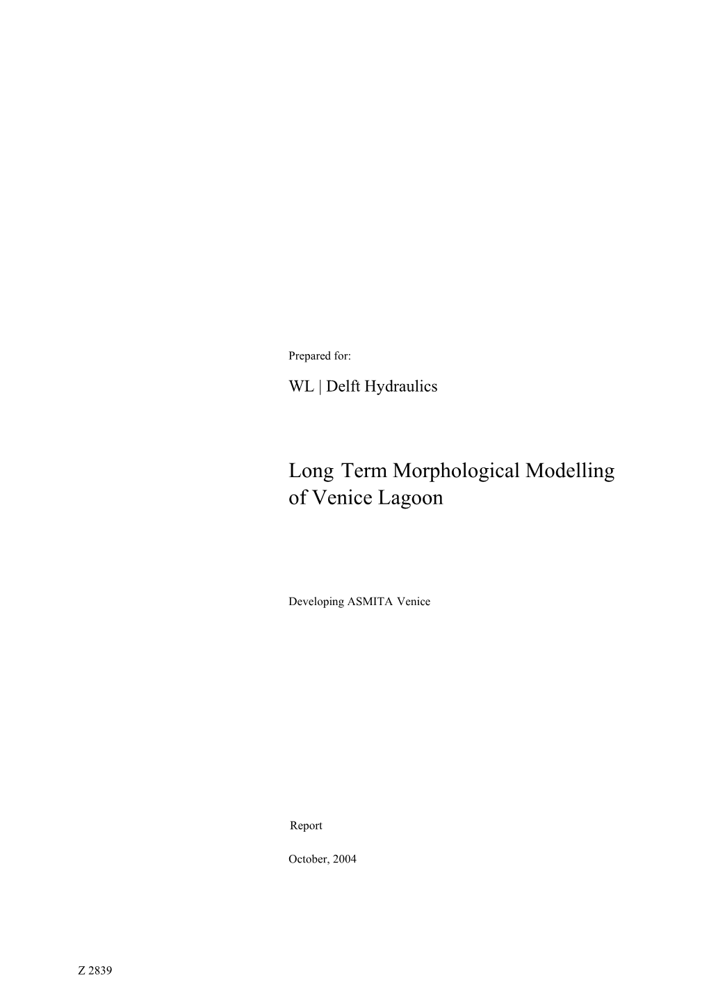Long-Term Morphological Modelling of Venice Lagoon