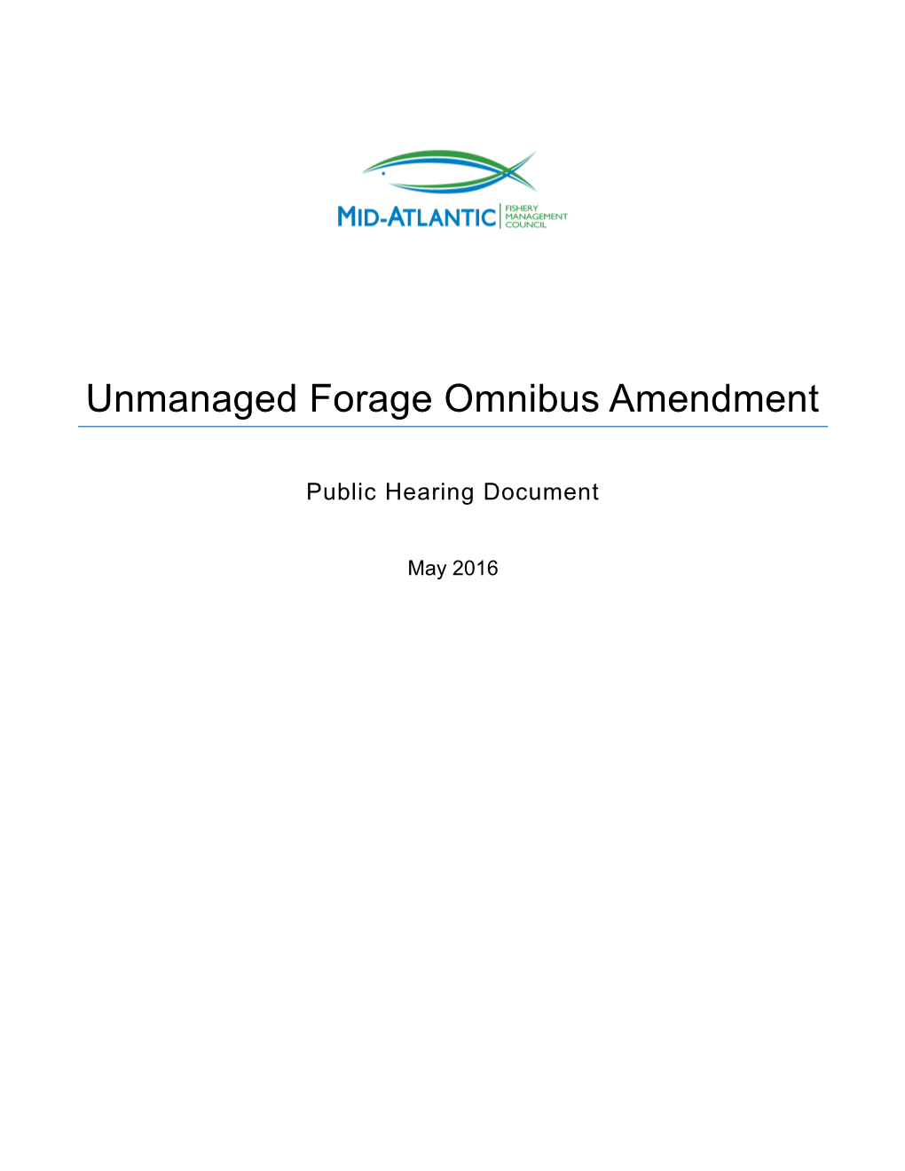 Unmanaged Forage Omnibus Amendment