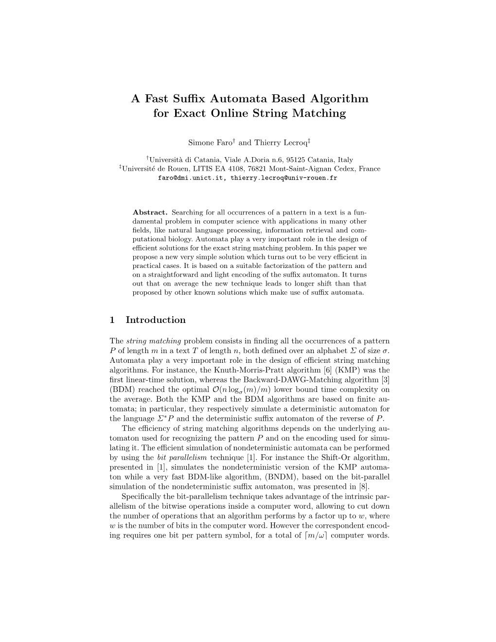 A Fast Suffix Automata Based Algorithm for Exact Online String