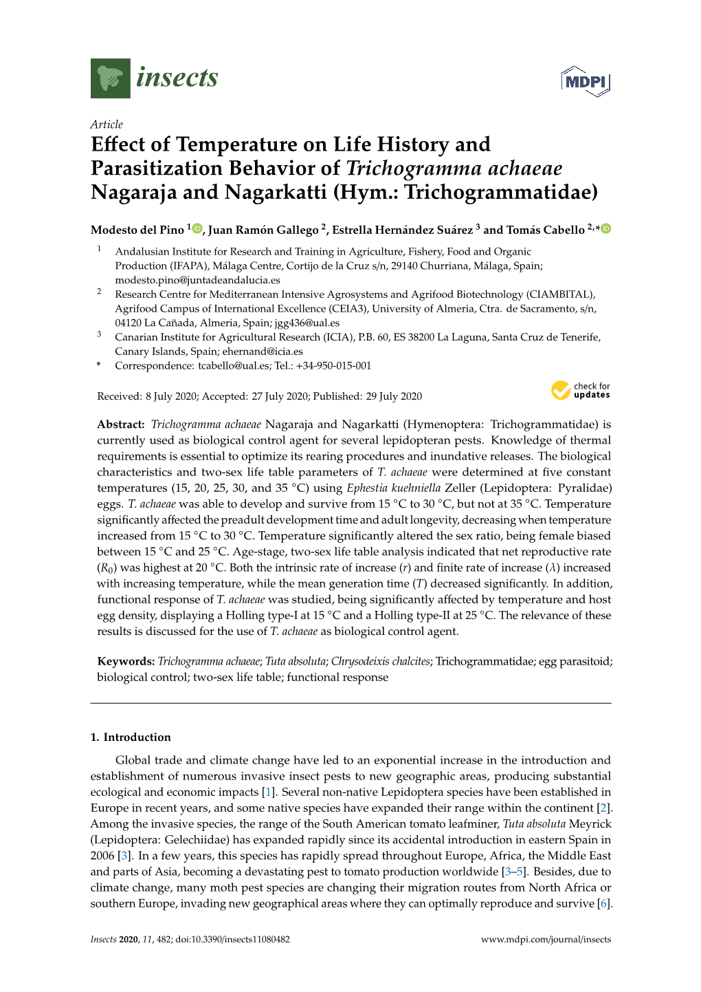 Effect of Temperature on Life History and Parasitization Behavior Of