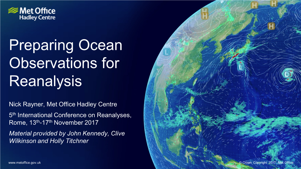 Preparing Ocean Observations for Reanalysis