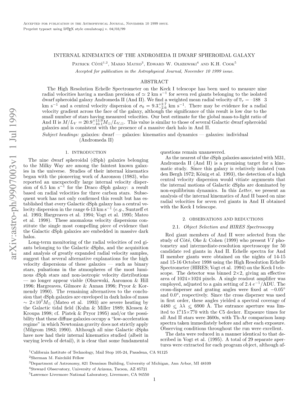 Internal Kinematics of the Andromeda II Dwarf Spheroidal Galaxy