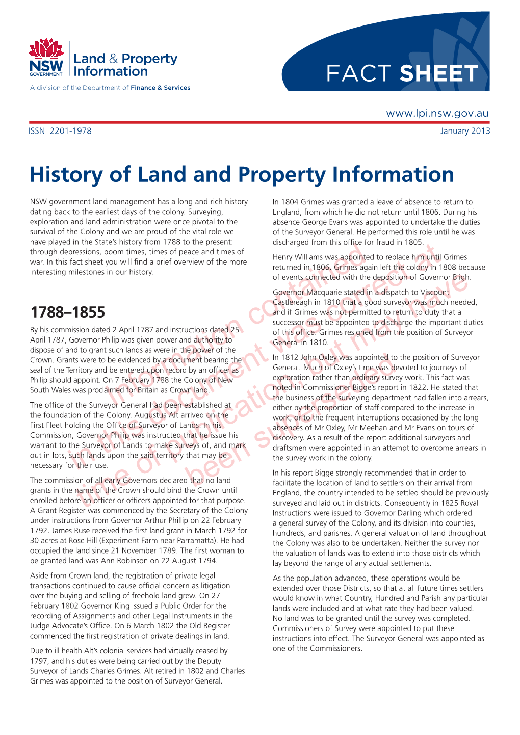Brief History of Land and Property In