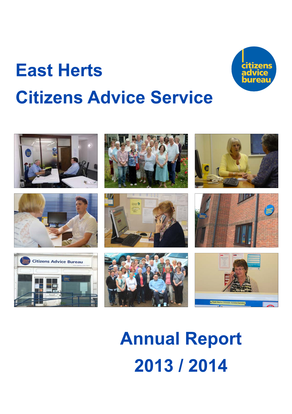 East Herts Citizens Advice Service Annual Report 2013 / 2014