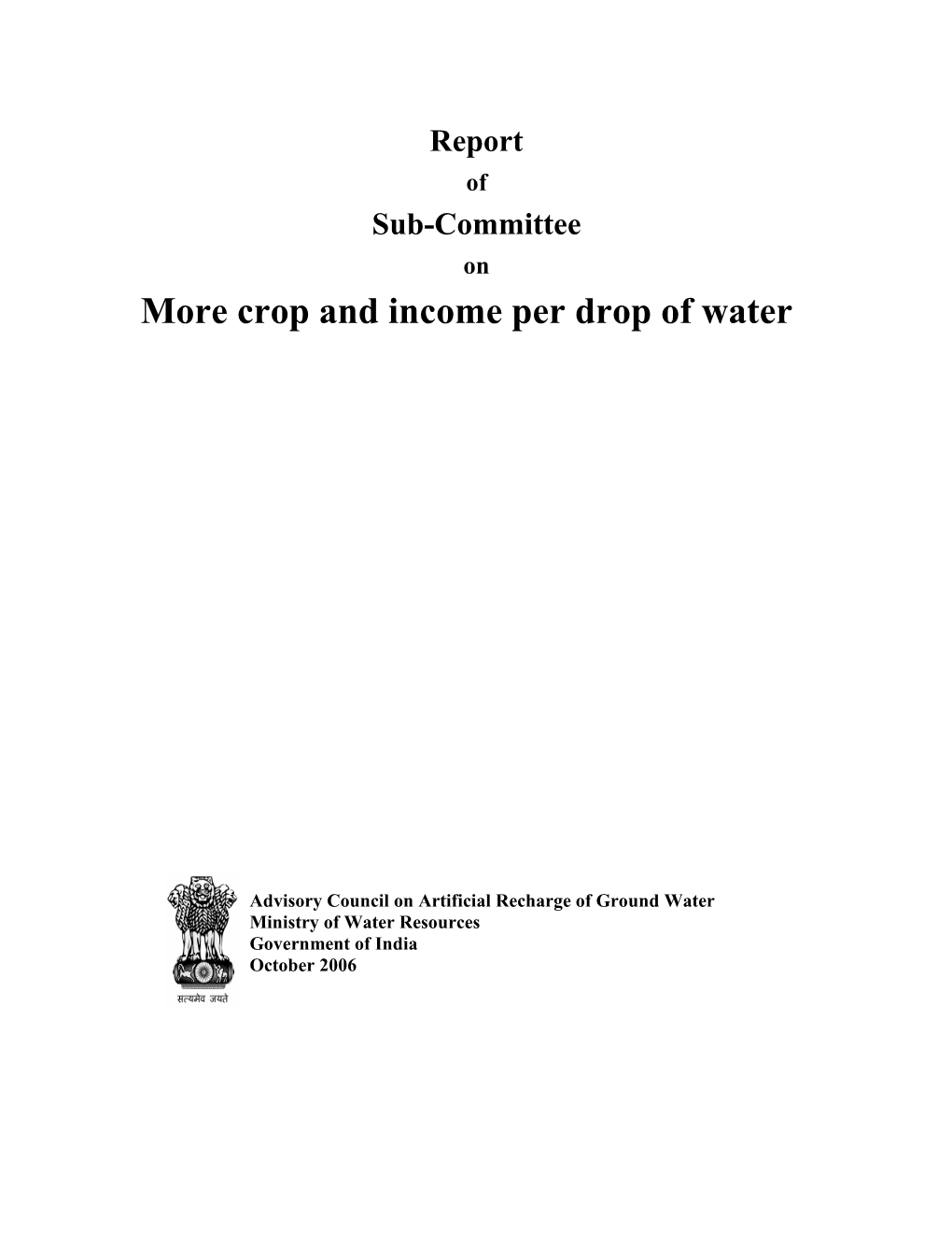 More Crop and Income Per Drop of Water