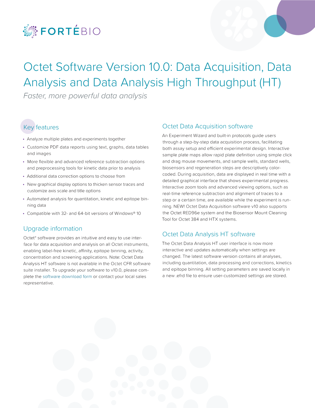 Octet Software Version 10: Data Acquisition and Data Analysis High