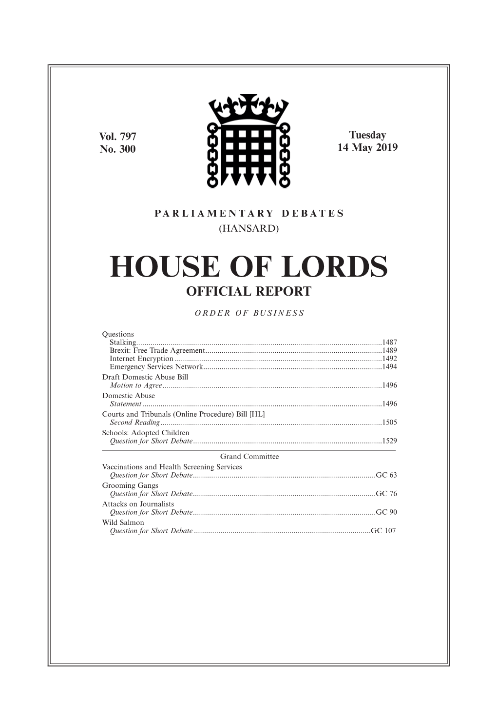 House of Lords Official Report