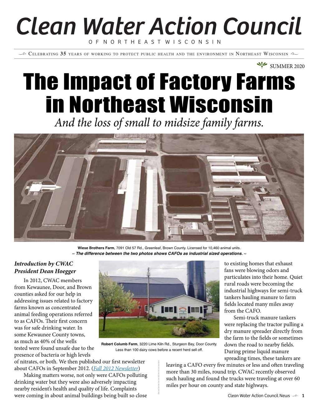 The Impact of Factory Farms in Northeast Wisconsin and the Loss of Small to Midsize Family Farms