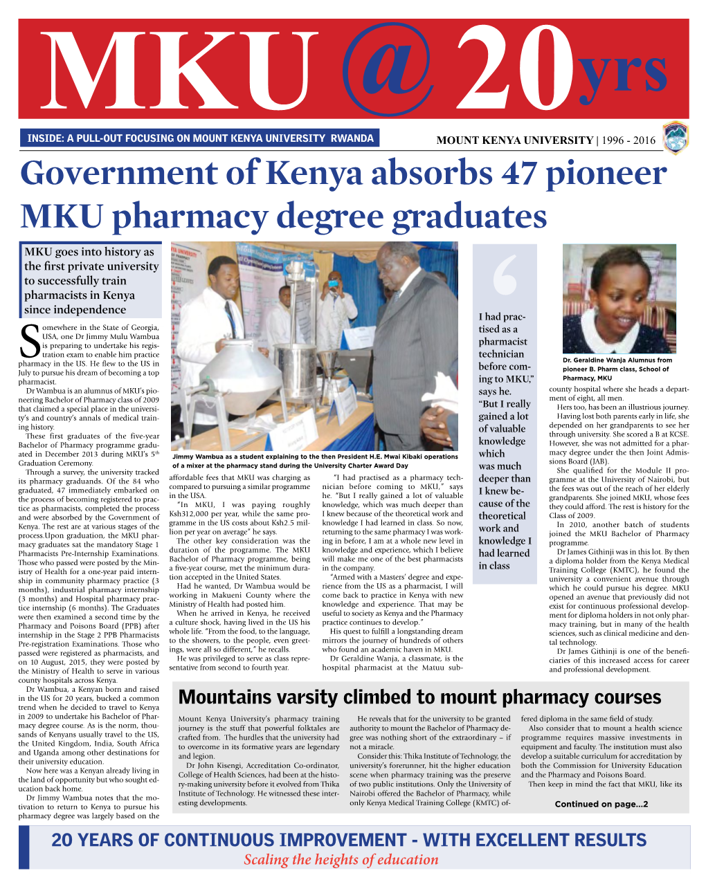 Government of Kenya Absorbs 47 Pioneer MKU Pharmacy Degree Graduates