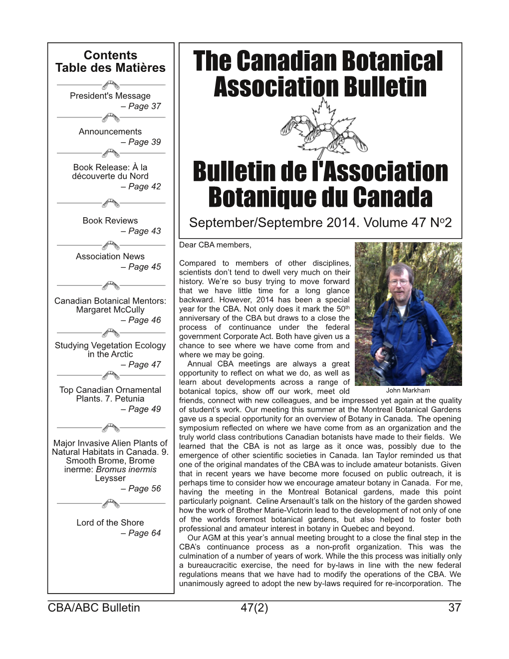 The Canadian Botanical Association Bulletin Bulletin De L'association
