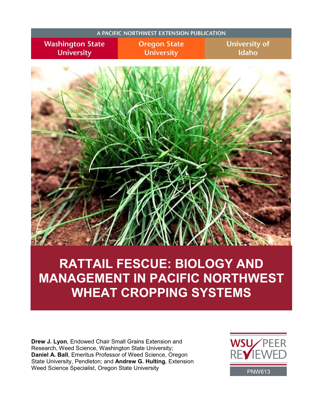 Rattail Fescue: Biology and Management in Pacific Northwest Wheat Cropping Systems