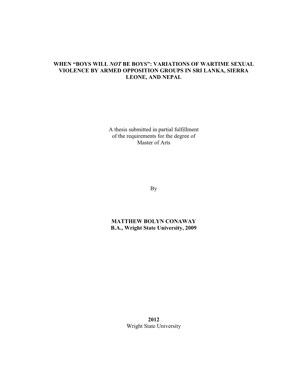 Variations of Wartime Sexual Violence by Armed Opposition Groups in Sri Lanka, Sierra Leone, and Nepal