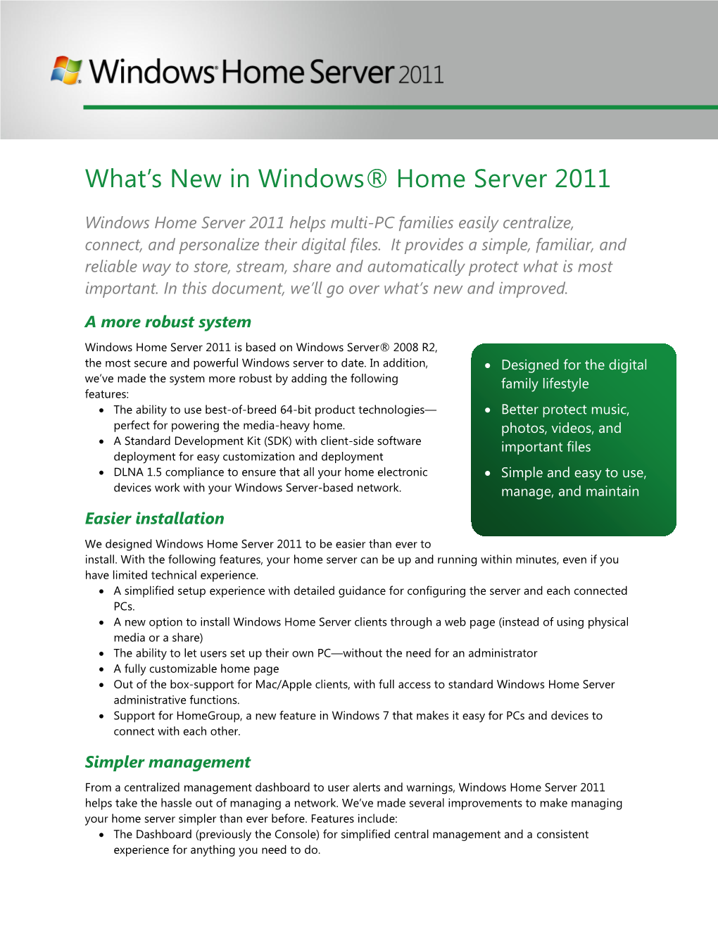 Windows Home Server to Partner Sales Card