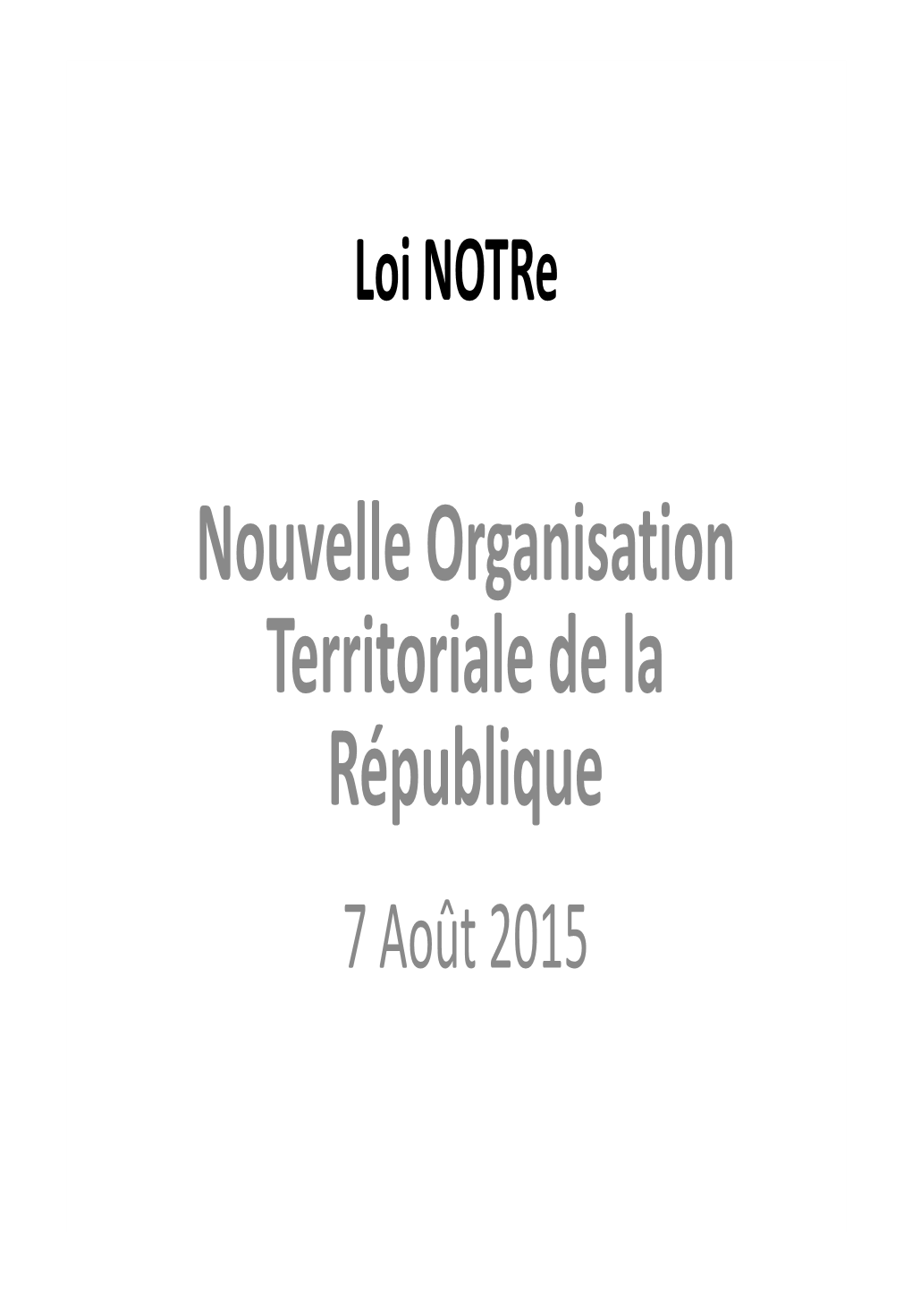 Nouvelle Organisation Territoriale De La République
