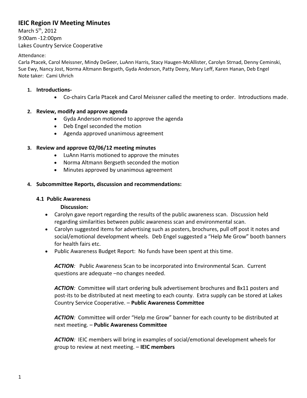 IEIC Region IV Meeting Minutes