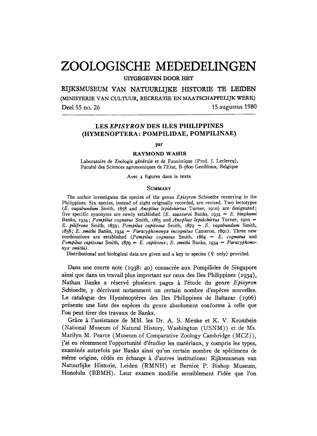 Zoologische Mededelingen