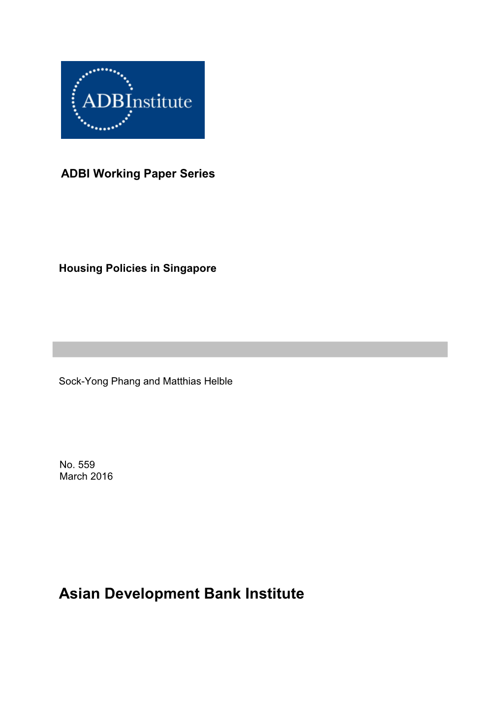 Housing Policies in Singapore