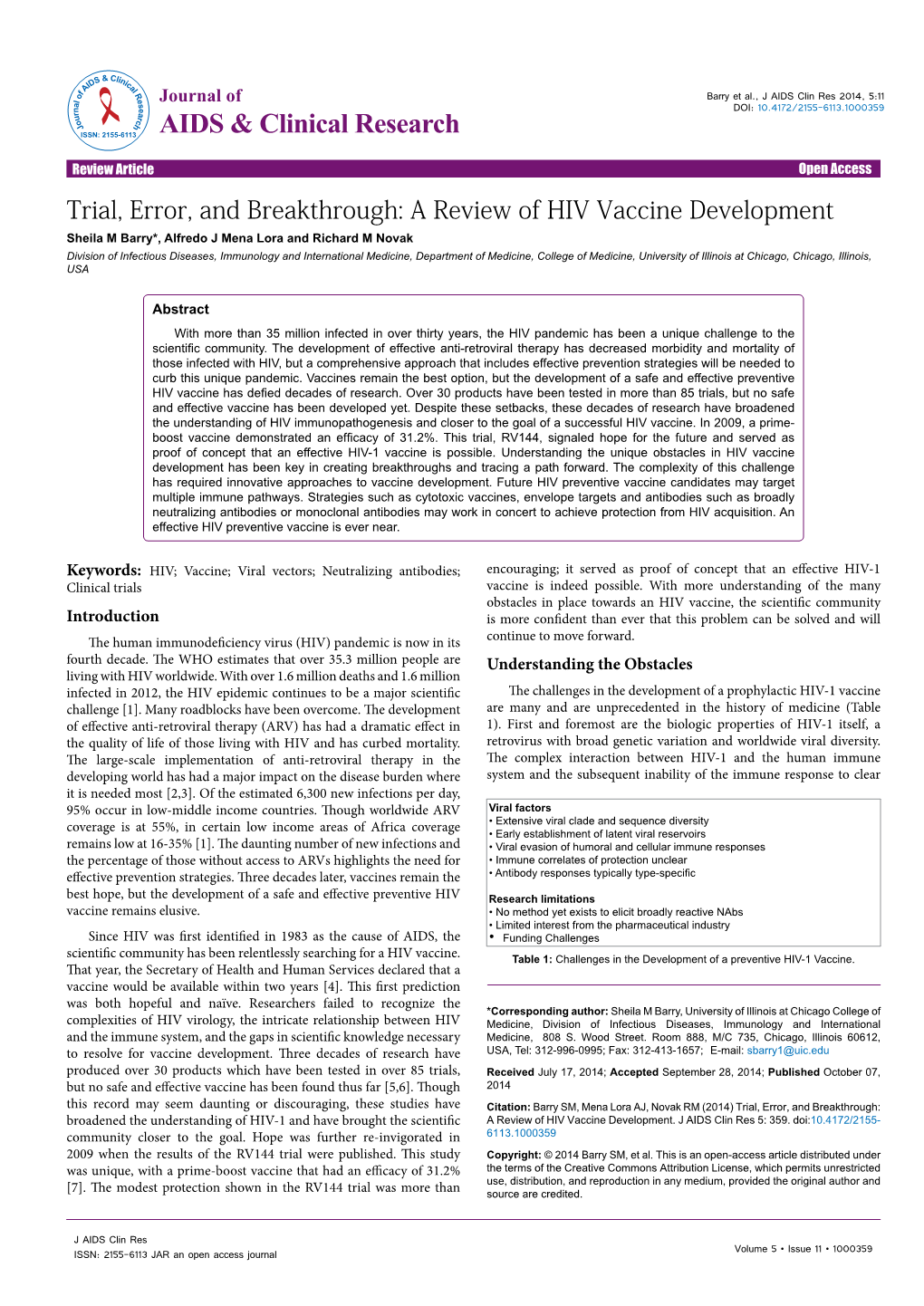 Trial, Error, and Breakthrough: a Review of HIV Vaccine Development