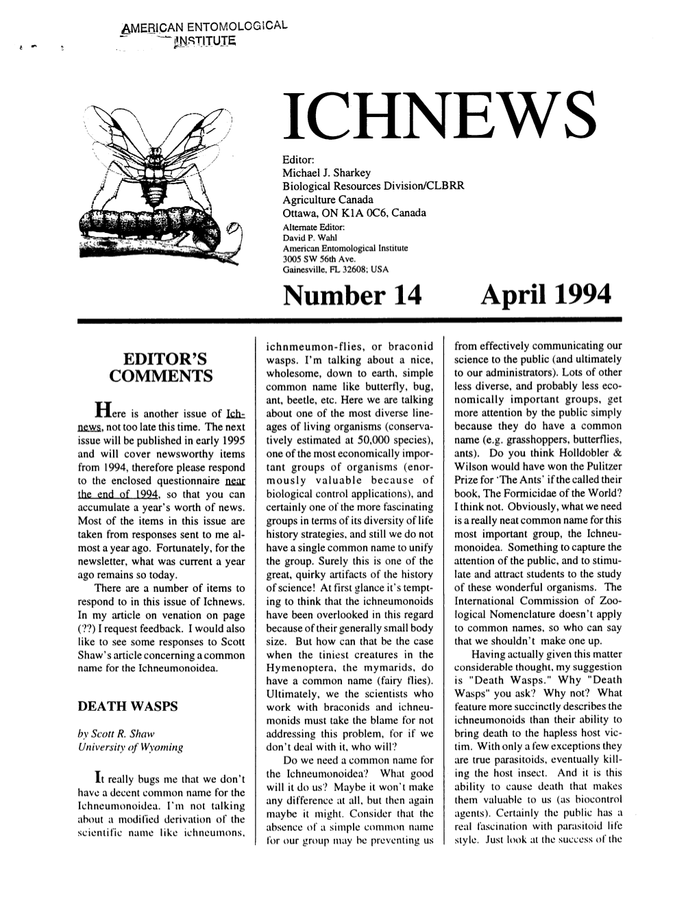 Ichnews 14, April 1994