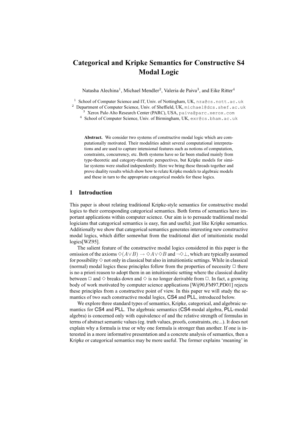 Categorical and Kripke Semantics for Constructive S4 Modal Logic