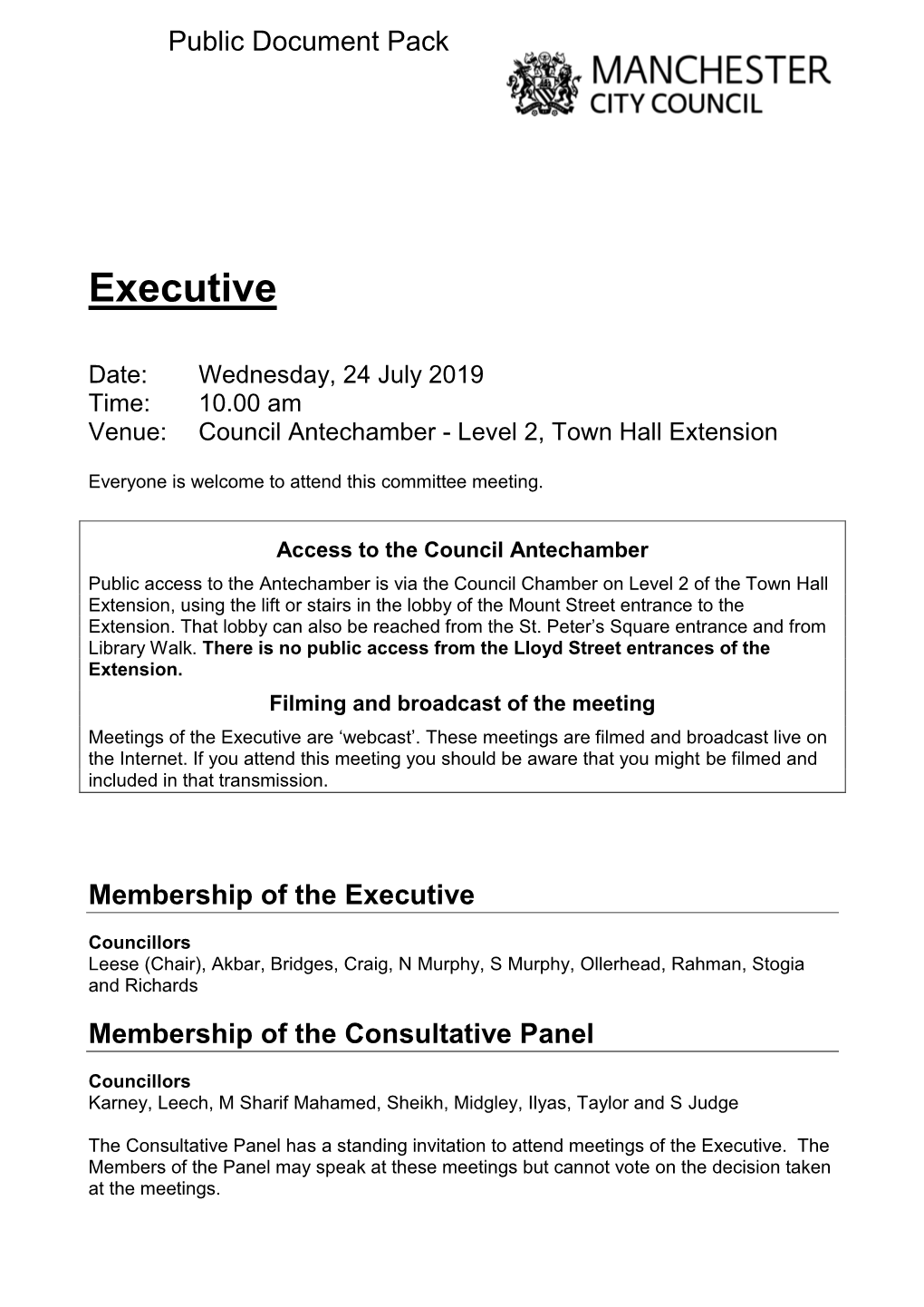 (Public Pack)Agenda Document for Executive, 24/07/2019 10:00