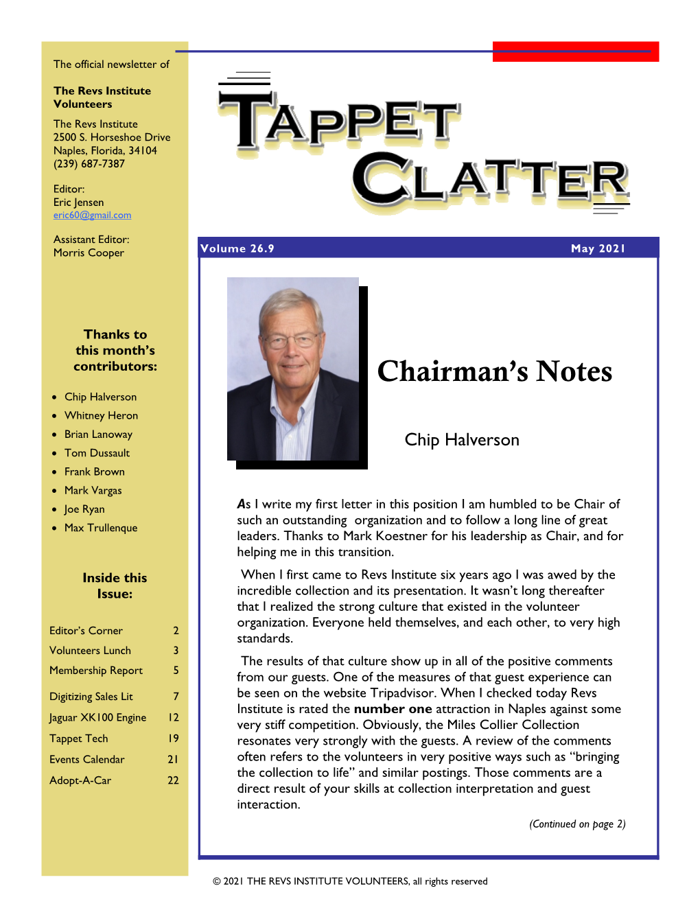 Tappet Clatter Volume 26.9 May 2021 Page 2