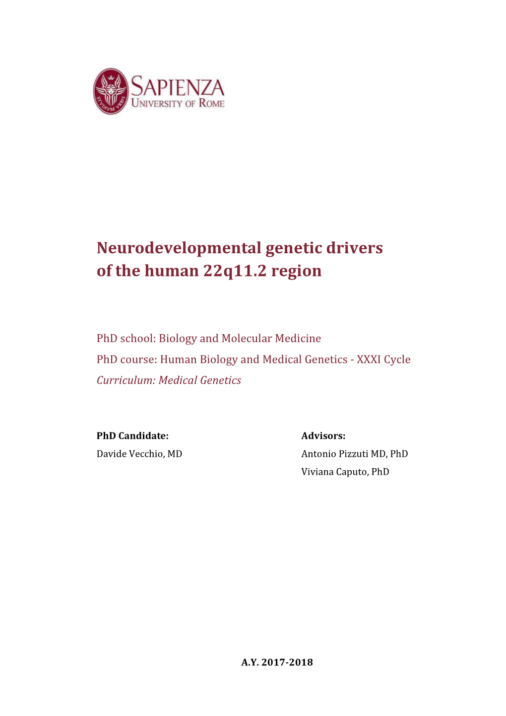 Neurodevelopmental Genetic Drivers of the Human 22Q11.2 Region