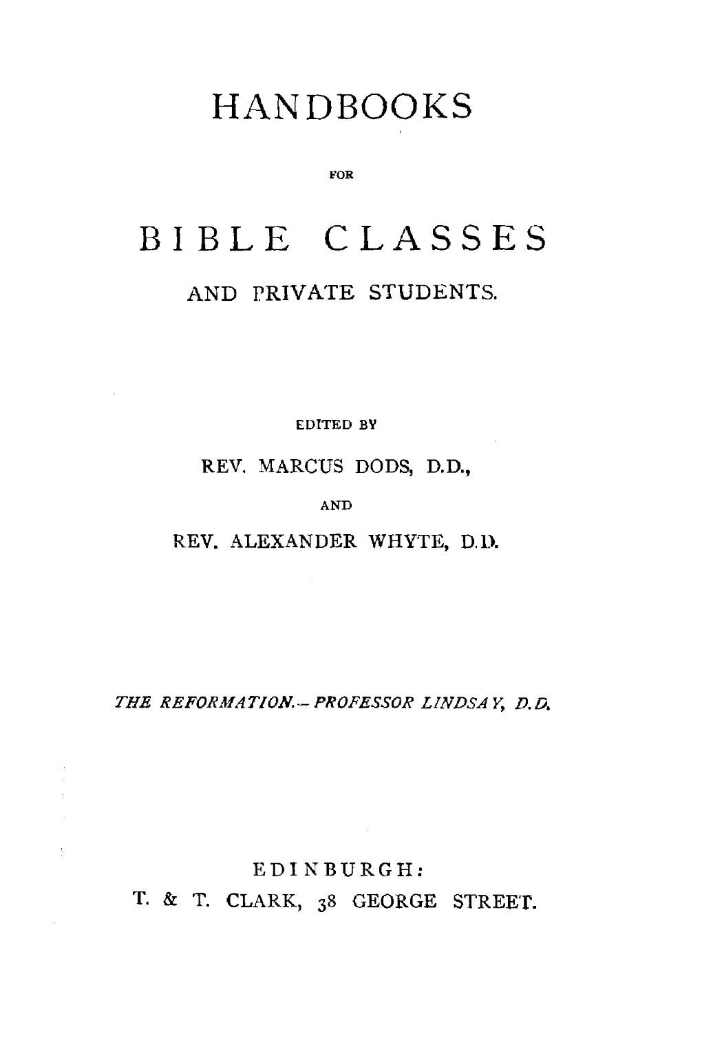 Handbooks Bible Classes