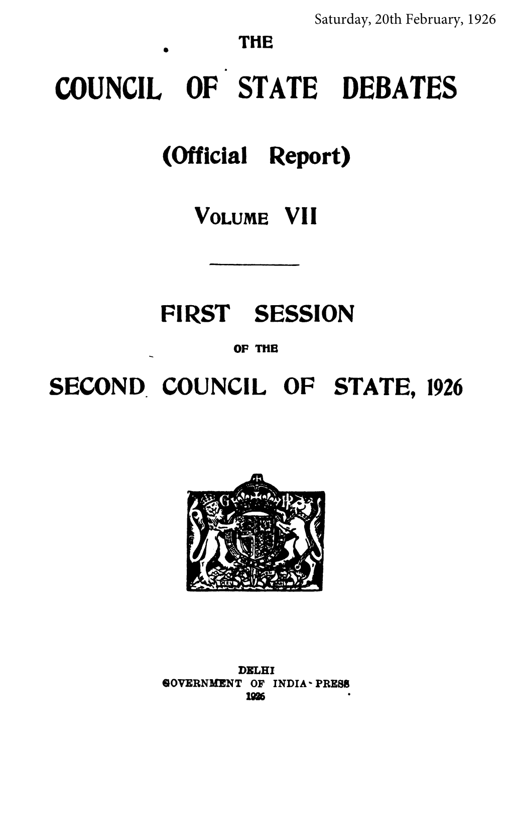 Council of State Debates