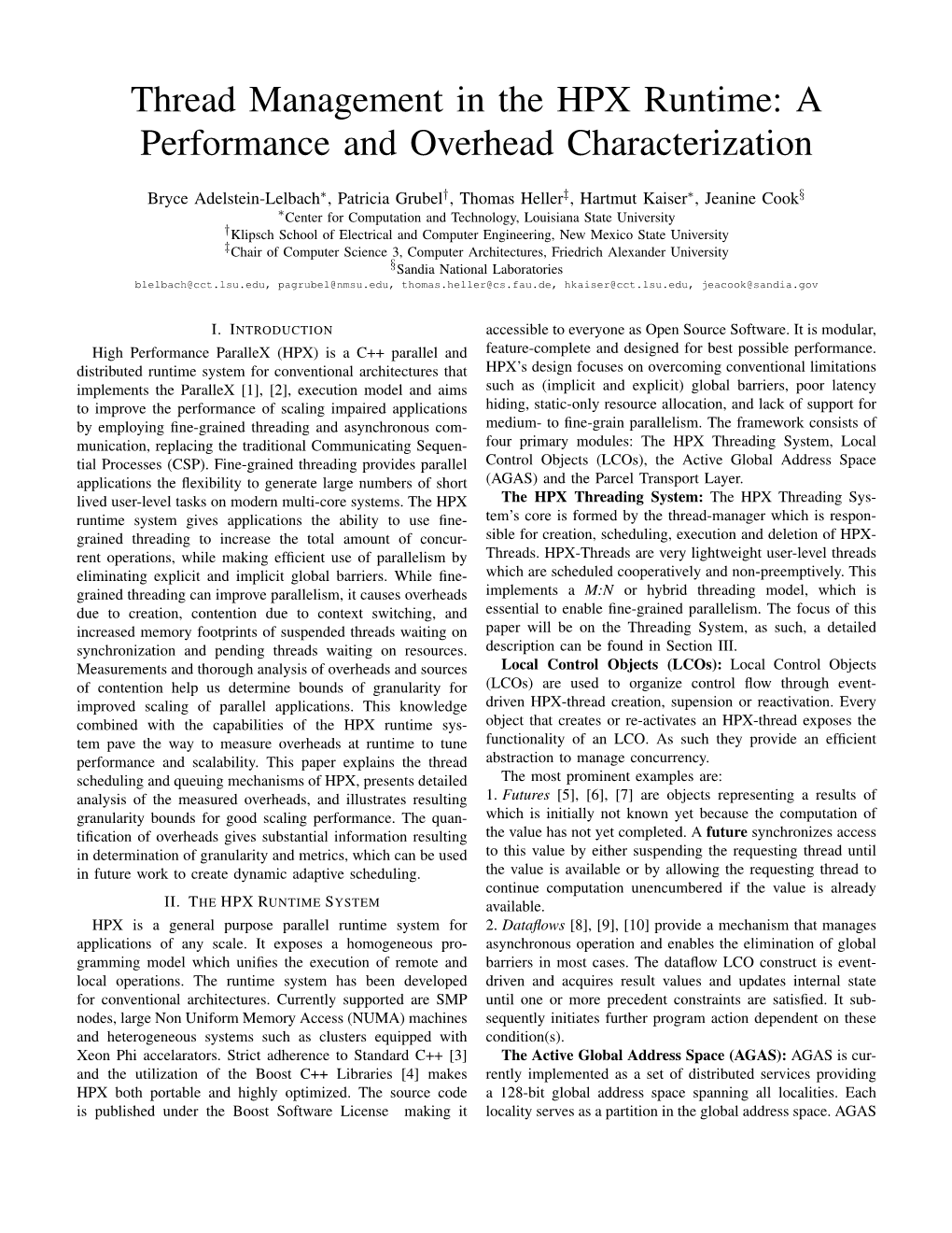 Thread Management in the HPX Runtime: a Performance and Overhead Characterization