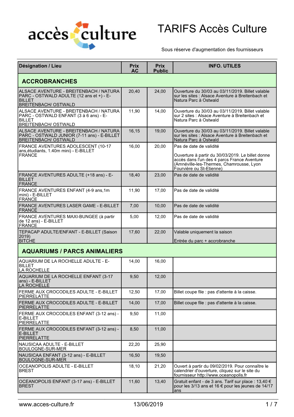 Tairfs E-Billets Au 13-06-2019