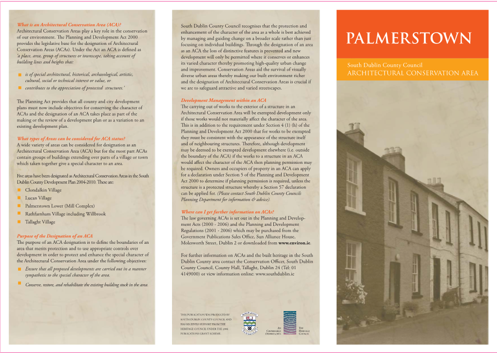 PALMERSTOWN Provides the Legislative Base for the Designation of Architectural Focusing on Individual Buildings