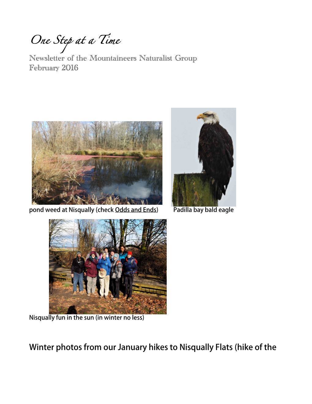 Newsletter of the Mountaineers Naturalist Group February 2016